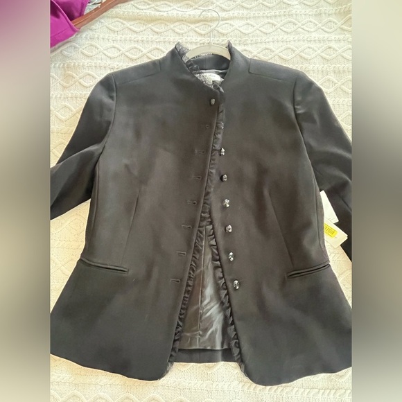 Judith Hart Petites Elegant Black Women's Jacket Sparkly Buttons Lace Trim 12P - Picture 13 of 15